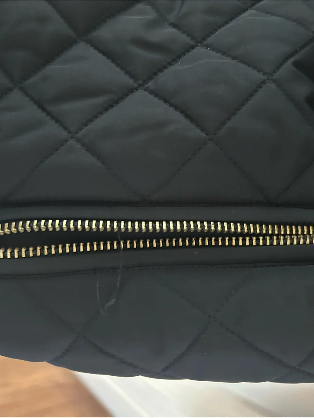J. Crew Black Quilted Puffer Jacket with Gold Zippers